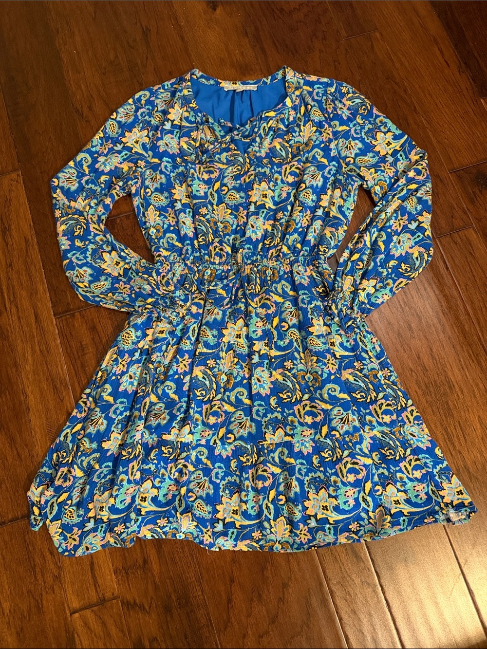 Daniel Rainn Bright Blue Floral Long-Sleeve Mini Dress